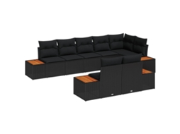 Vidaxl Conjunto de Sofá de Jardim 8 Pcs Preto Rattan Sintético