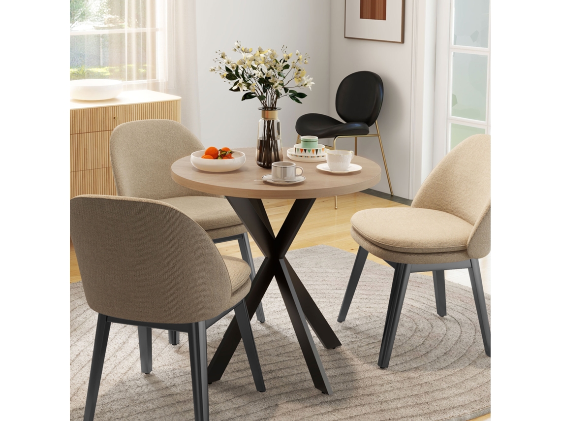 Dining Table 75 X 75 Cm Round Kitchen Table For 2-4 People Modern Dining Room Table With Spider Base Brown