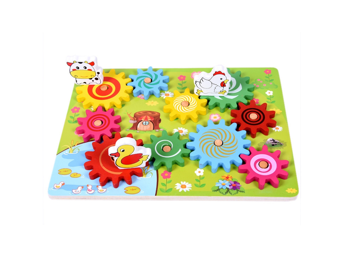 Blocos de Montar Montessori de Madeira com Engrenagens 3d Formato Animais . Presente Infantil CZHHMART
