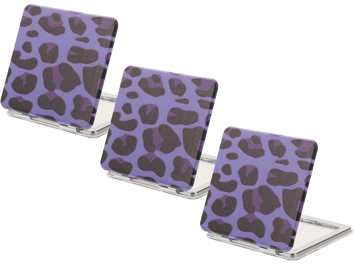 3 Pièces Petit Miroir De Poche Pliable Léopard, Compact Léger Hd