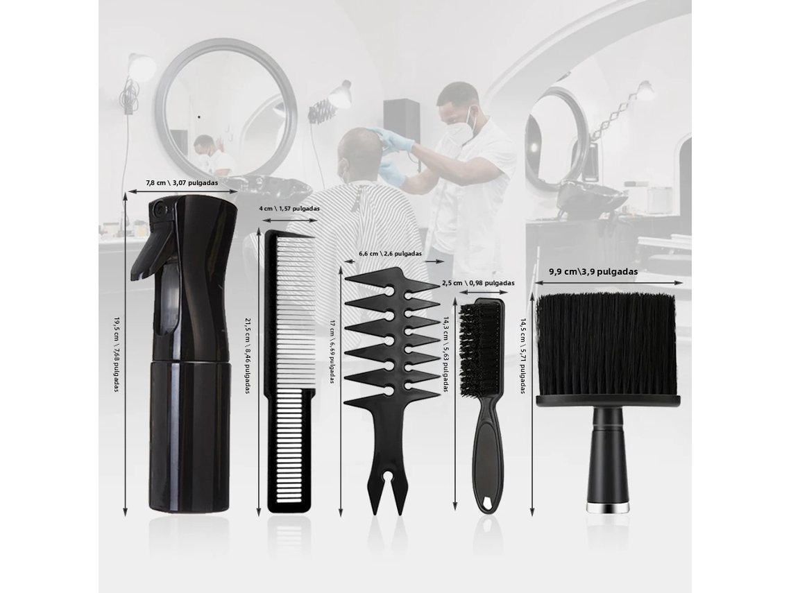 Conjunto De 5 Peças, Modelo B) Conjunto De Escova De Cabelo Preta, Escova Modeladora, Escova De Cabelo Masculina