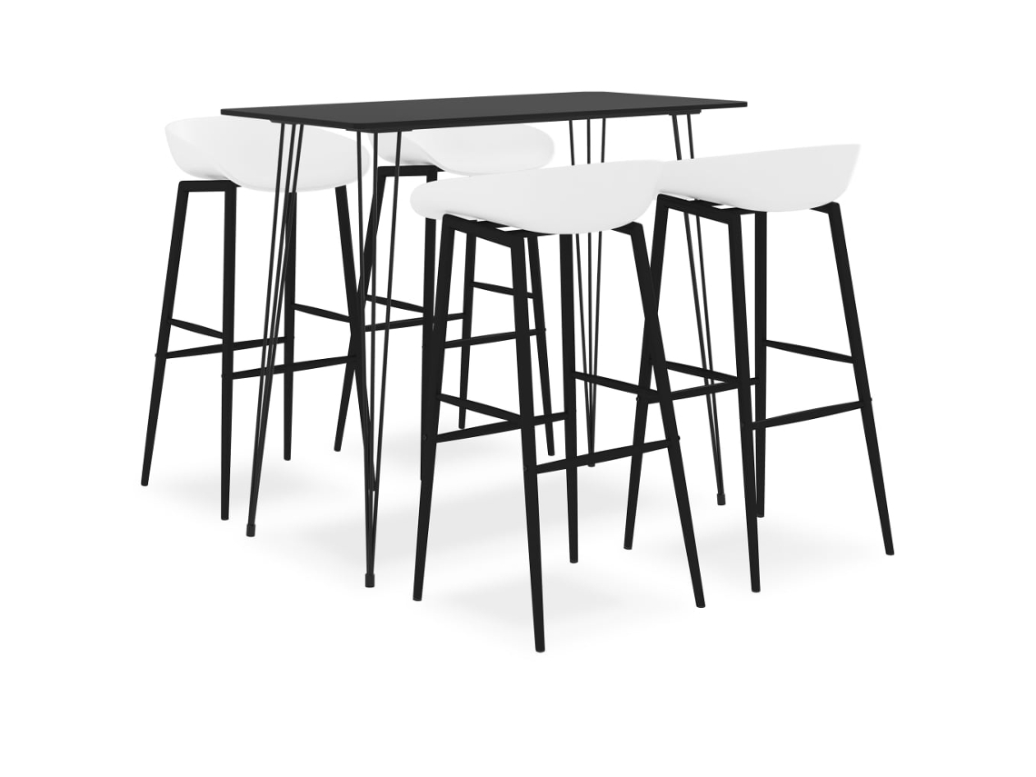 Vidaxl 5 Pcs Conjunto De Bar Preto E Branco