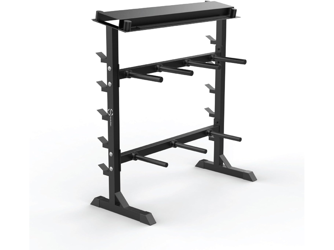 Suporte De Arrumação Fitness Multifuncional Body Revolution – Rack De Pesos Em Aço Reforçado Para Discos E Barras,