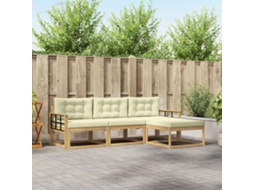 Vidaxl Conjunto De Sofás Para Exterior 4 Pcs Branco E Creme Poliéster