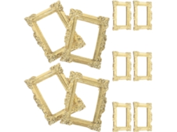 Conjunto 10 Miniaturas Molduras Douradas Resina Fotos Compactas Miniatura Decoração Acessórios Scrapbooking GOKOCO