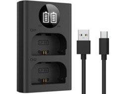 Carregador Para Canon Lp-e6, Lp-e6n E Lp-e6nh Baterias Usb De Slot Duplo Czhhmart