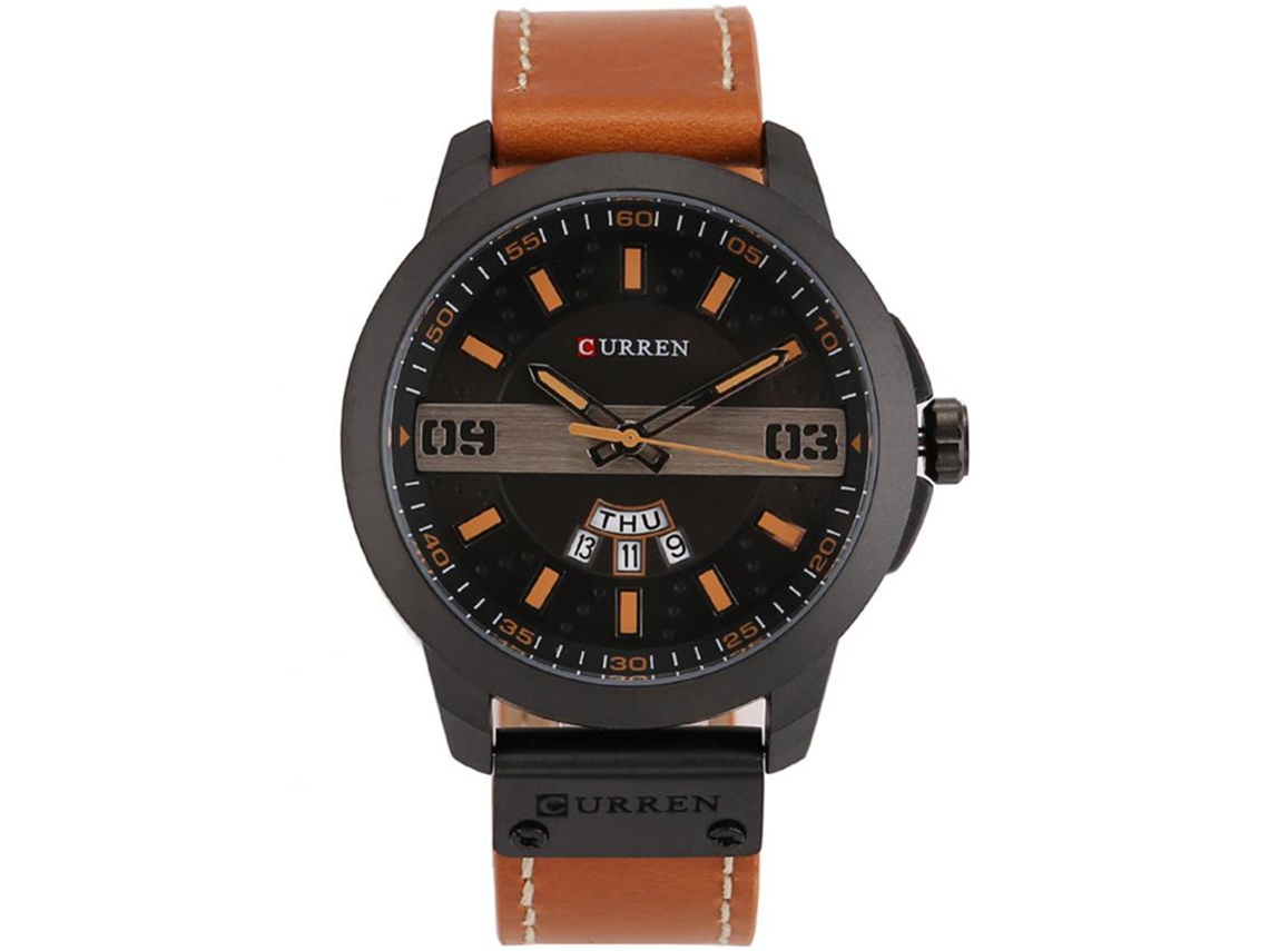 Reloj Calendario Hombre Cuero Pu Quartz Impermeable Moda Color 1