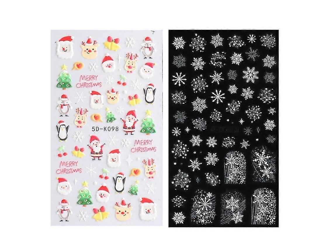 Decaldos Adesivos De Nail Art De Natal, 5d Estereoscópico Embossed Christmas Nail Nail Hengjian