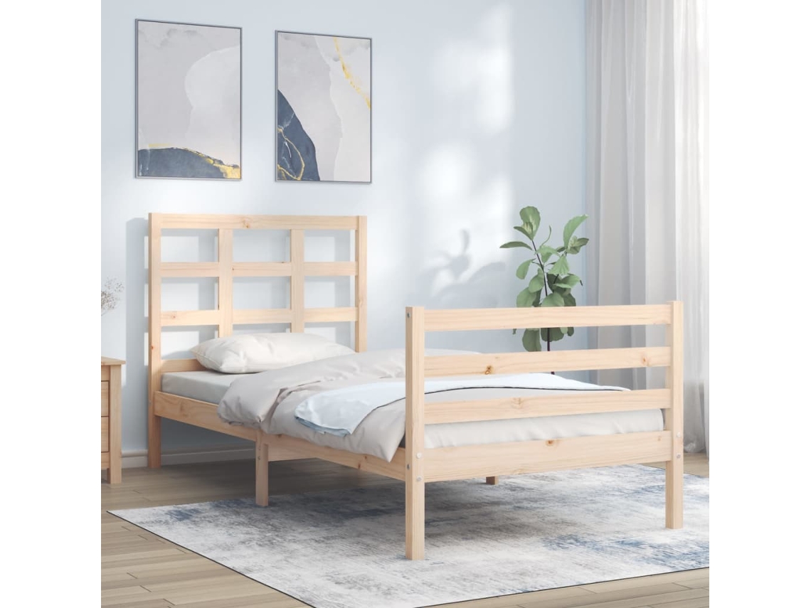 Estrutura De Cama Com Cabeceira 100x200 Cm Madeira Maciça