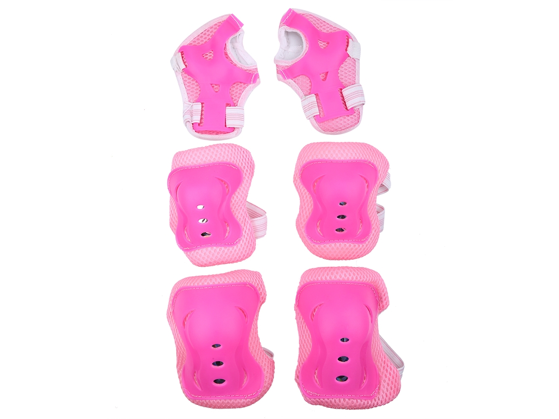 Conjunto De 6 Unidades De Joelheiras, Cotoveleiras E Punhos Para Crianças, Esportes Ao Ar Livre, Cor Rosa