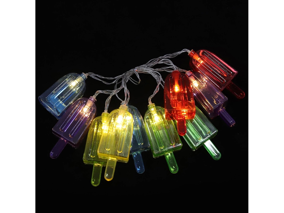Cordão De Luzes Led Em Formato De Sorvete, 15 Metros, 10 Lâmpadas, Funciona A Bateria, Ideal Para Qu Gokoco