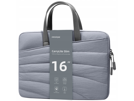 Bolsa para laptop Innostyle Carrylite Slim à prova d'água para mulheres, cinza, 15,6 e 16 polegadas