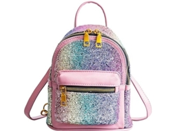 2026 mochila de Couro Falso com Lantejoulas Brilhantes para Meninas: Bolsa de Ombro com Fecho de Cremalheira e Alça Ajustável