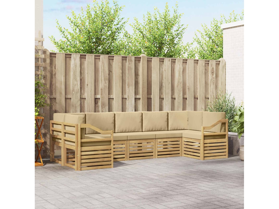 Vidaxl Conjunto De Sofá Sectional 7 Pcs Branco E Bege