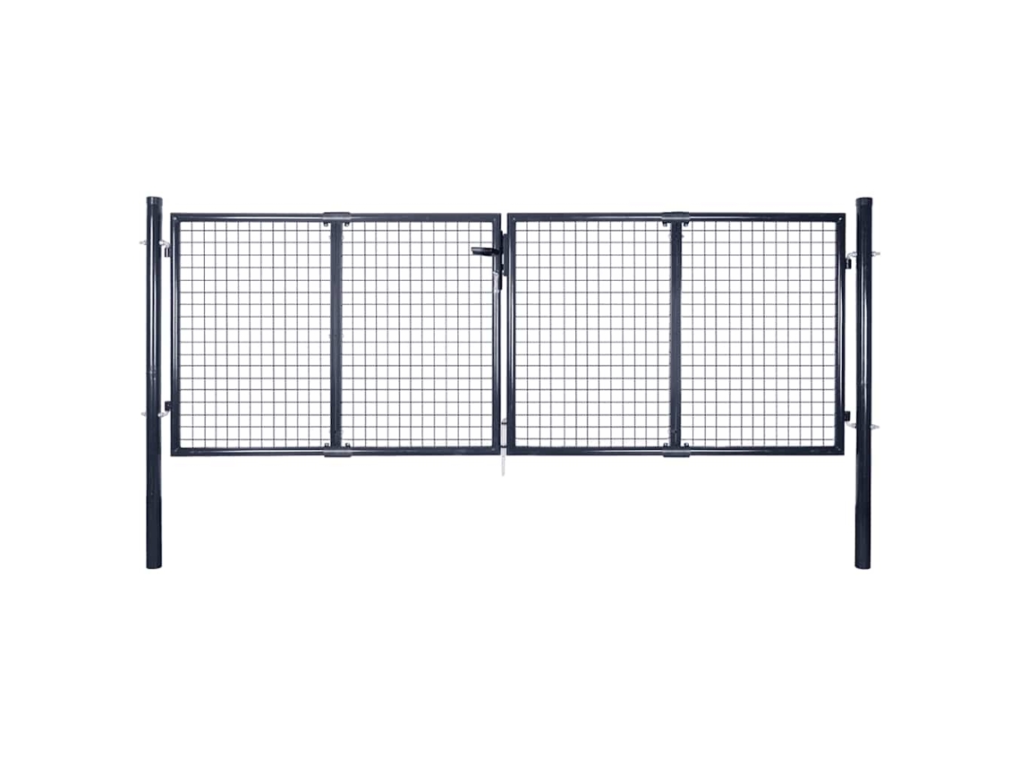 Vidaxl Portão De Jardim Em Tela De Aço Galvanizado 300x75 Cm Cinza