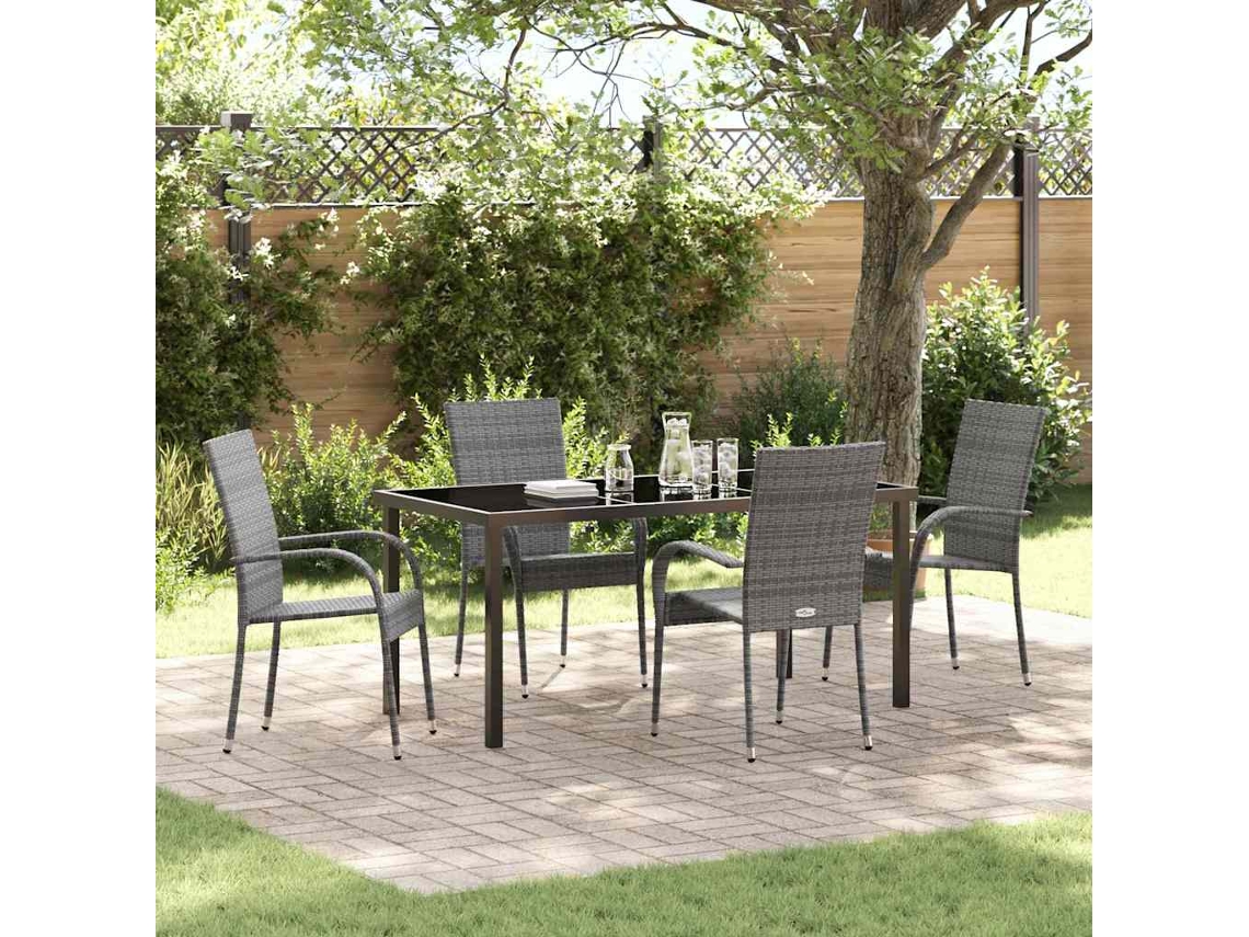Vidaxl Conjunto de Jantar para Jardim 5 Pcs Cinzeto Aço Revestido a Pó
