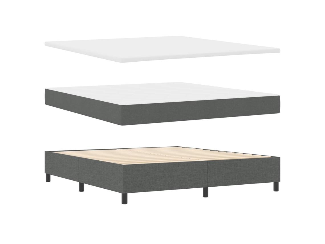 Vidaxl Cama Box Com Fitas Led Cinzento Escuro 180 X 200 Cm Tecido