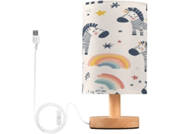 Lindo Abajur De Cabeceira Com Estampa Zebra Para Quarto, Com Portas De Carregamento Usb C, Luminária De Mesa Cabeceira