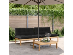 Vidaxl Sofás Centro Paletes P/ Jardim 2pcs C/ Almofadões Acácia Maciça