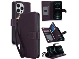 Capa Carteira De Couro Para Iphone 12 Pro Max - Com Rfid - Para Vários Cartões