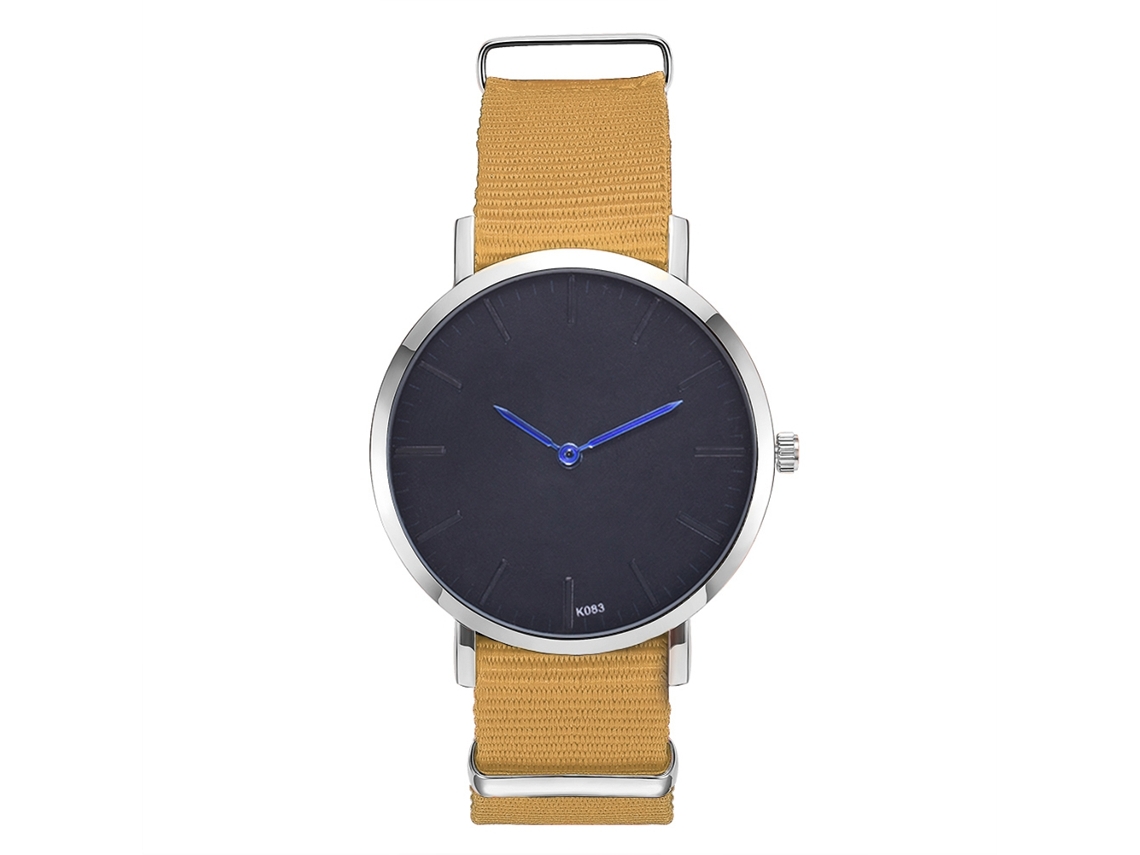 Relógio de Pulso Masculino de Moda Leisure com Pulseira de Nylon Simples Bege