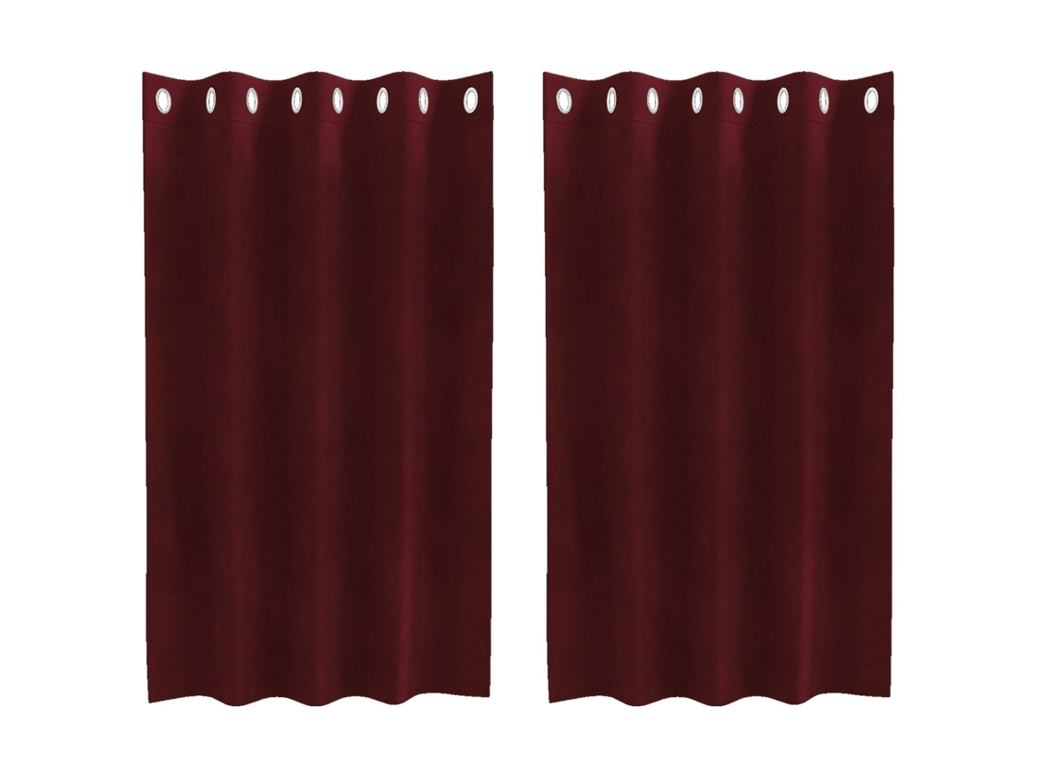 Conjunto 2 Cortinas Opacas Vidaxl Vermelho Veludo (140 X 140 Cm)