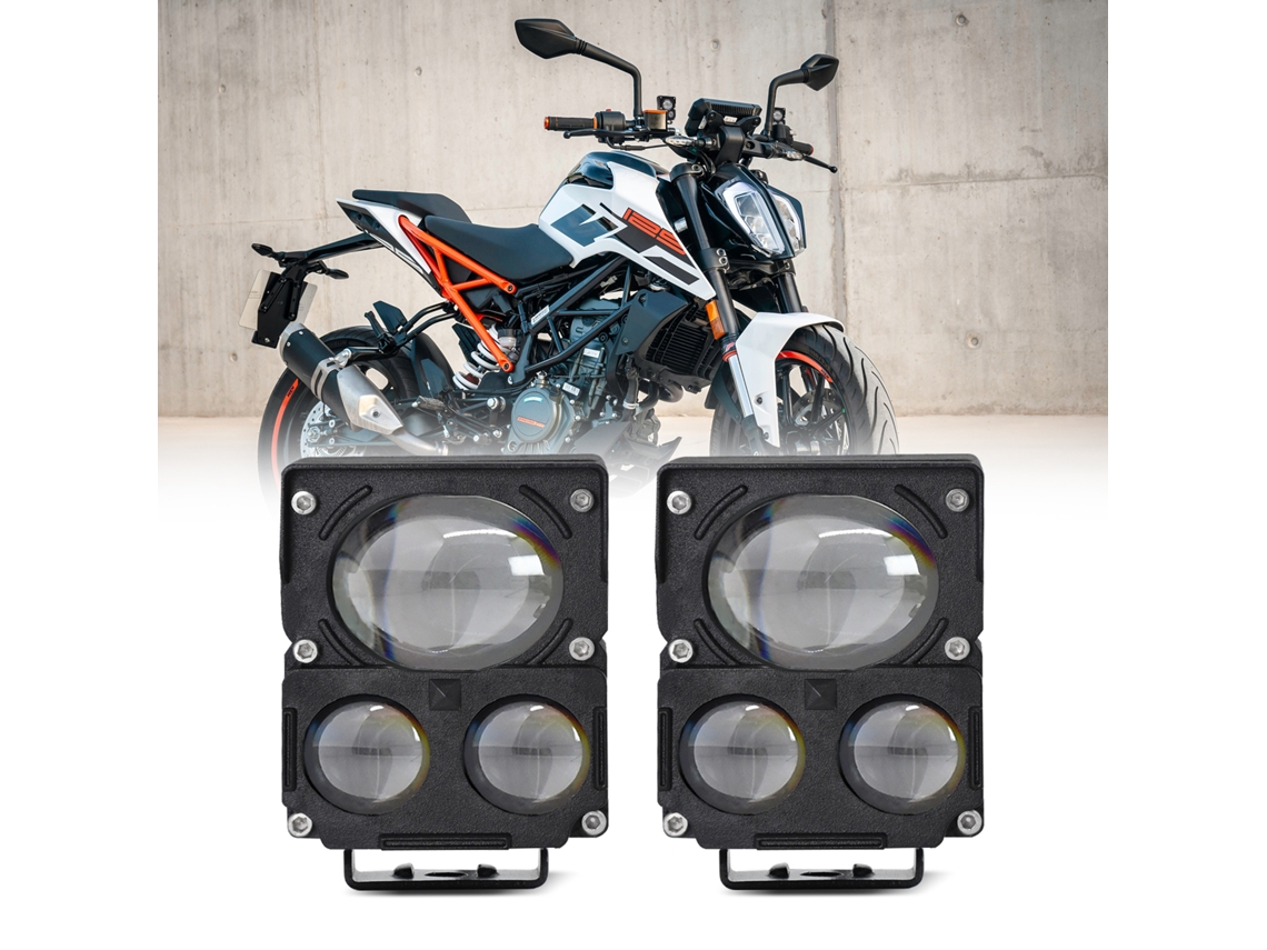 Faróis De Neblina Led Moto 120w 12000lm 4 Modos 2 Unidades