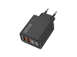 Carregador 120w 4 Portas Usb E Usb-c Rápido Preto Eficiente E Prático
