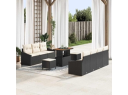 Vidaxl Conjunto De Sofá De Jardim 10 Unid. Preto Vime Pe