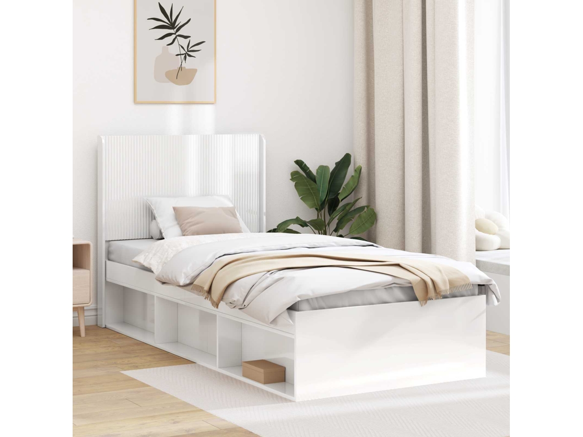 Vidaxl Cabeceira Branco Brilhante Derivados De Madeira