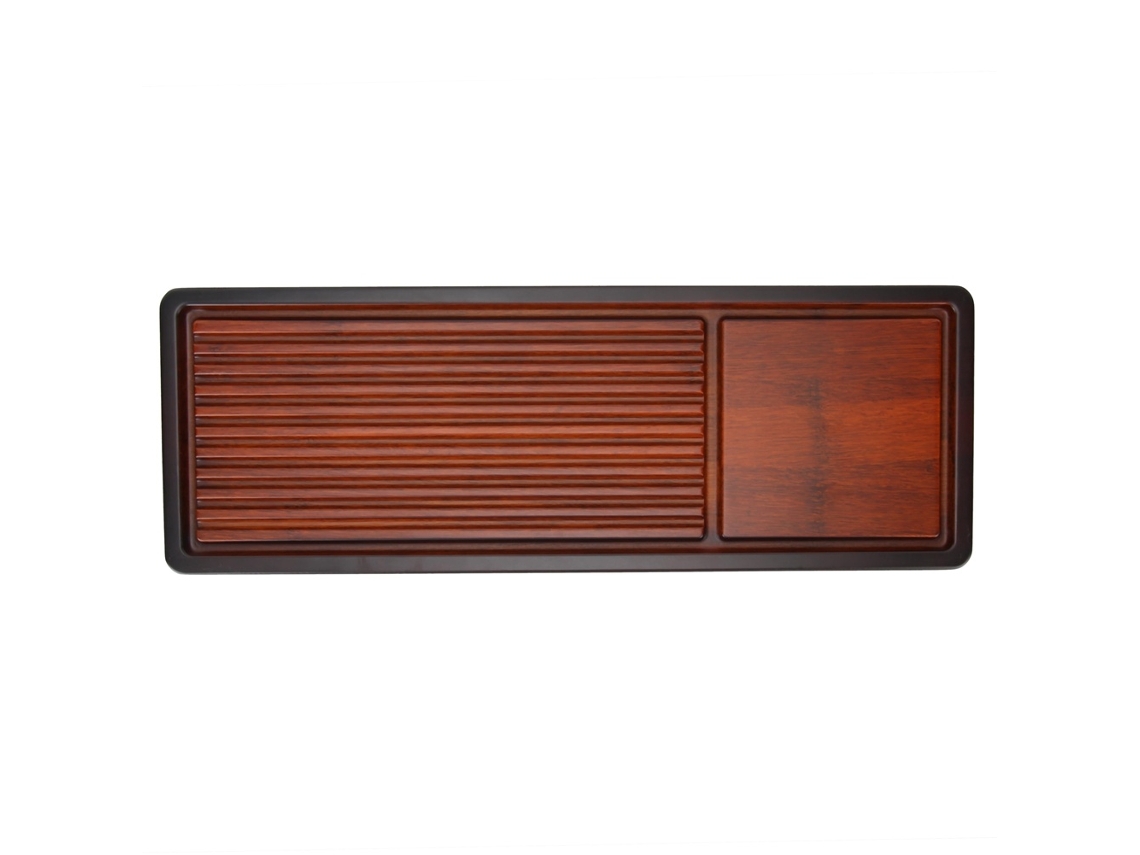Lurelia Bandeja De Chá Em Bambu Com Drenagem Embutida Para Cerimónia Kung Fu Tea 395x140x23mm
