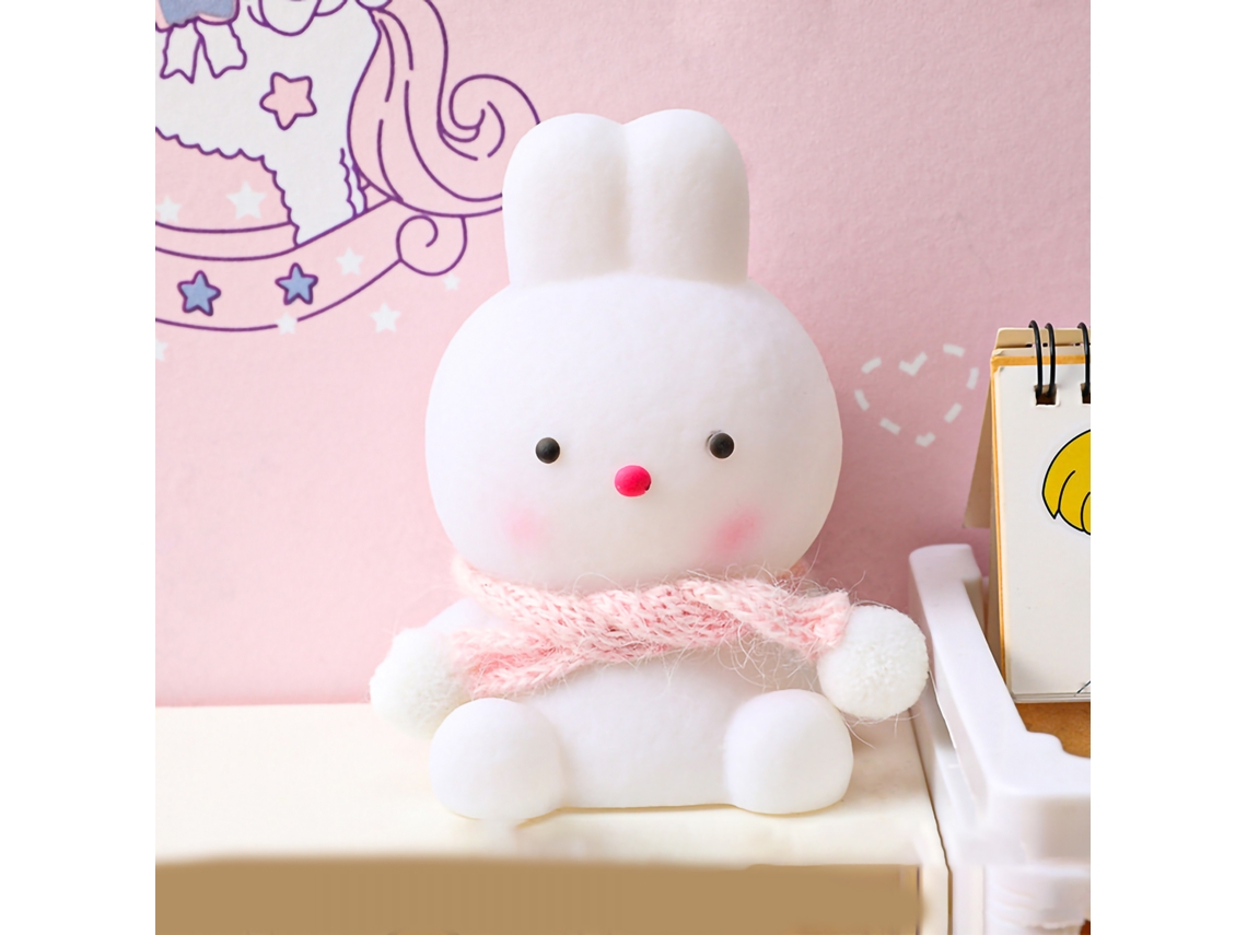 Rebe-lâmpada De Noite Led Ins Linda Coelho Com Cachecol Rosa Para Quarto Mesa Ornamento Lar