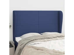 Vidaxl Cabeceira De Cama C/ Abas Tecido 147x23x118/128 Cm Azul
