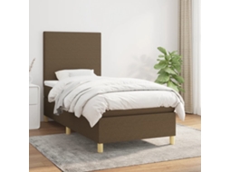 Cama Com Molas/colchão 100x200 Cm Tecido Castanho-escuro