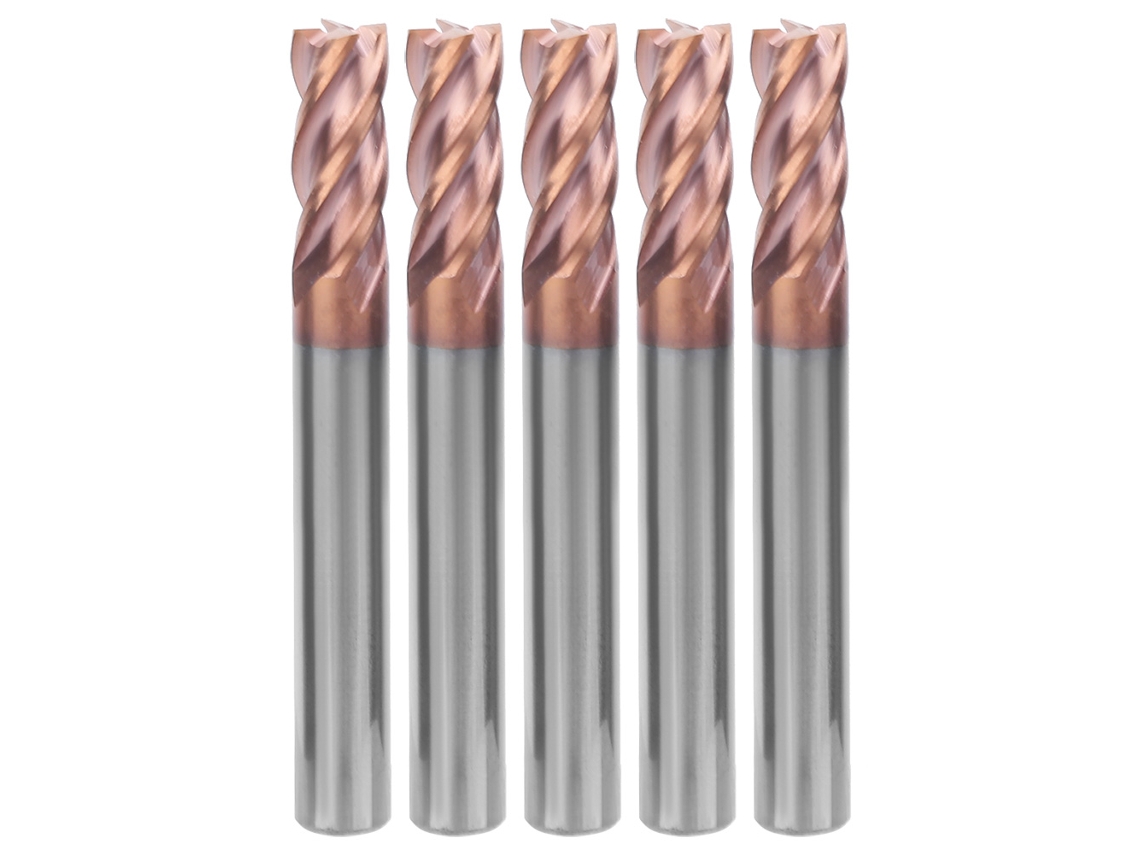 Conjunto De Fresa De Ponta Bronze 4 Lâminas Nano-revestida 55hrc Cnc 6x3cx6dx50l (5 Peças)