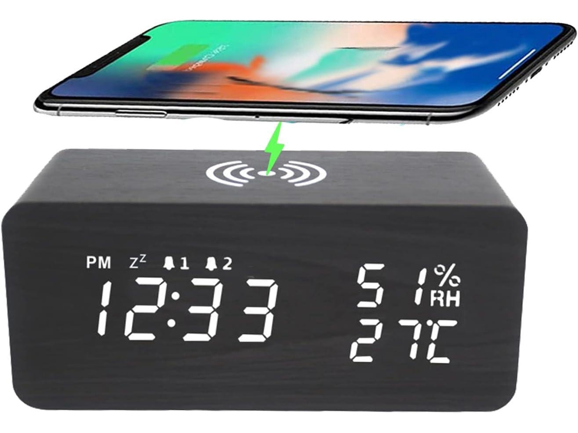 Despertador Digital, Despertador Digital Com Carregamento Sem Fio, Relógio Digital Led, Despertador Digital Com Temperatura/porta De C Liptaptyn