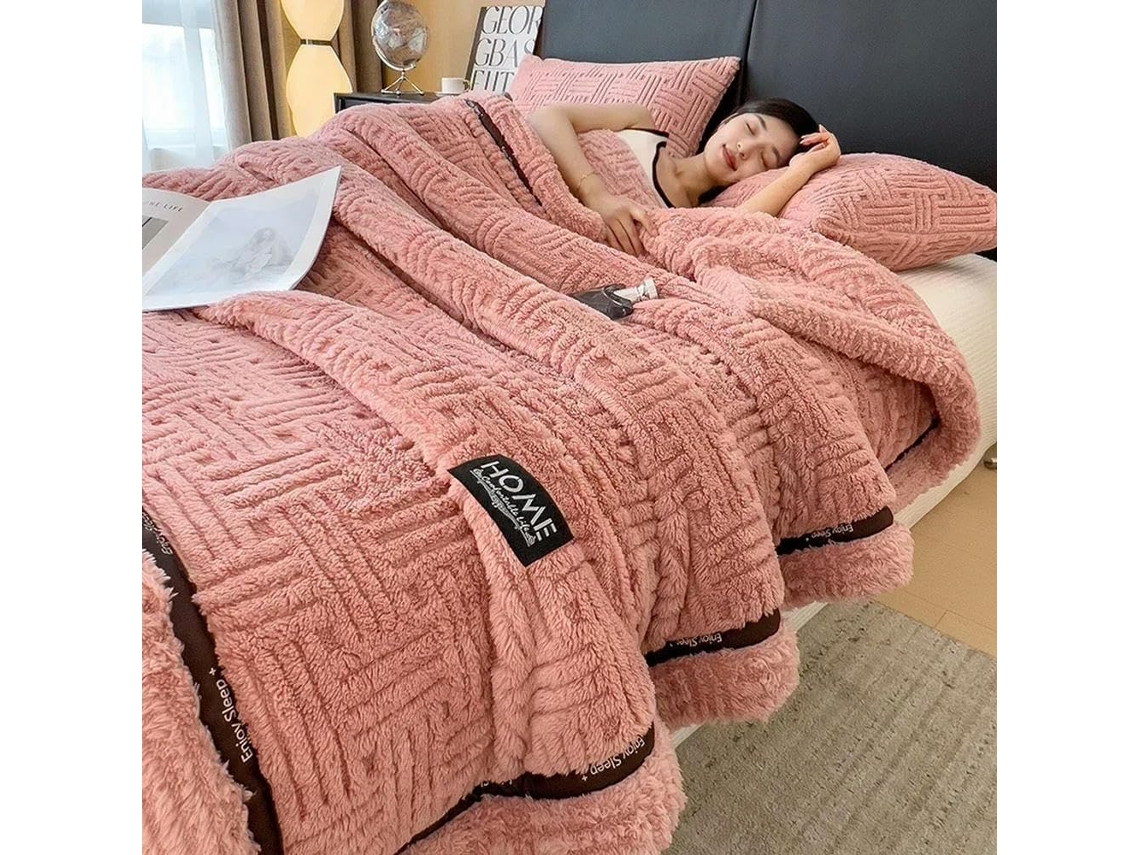 Manta de Lã Macia e Fofa para Outono Inverno Colcha Quente Respirável Sofá cama Sala Estar Artigos Têxteis o L