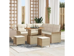 Vidaxl Conjunto De Sofá De Jardim 8 Unid. Bege Vime Pe