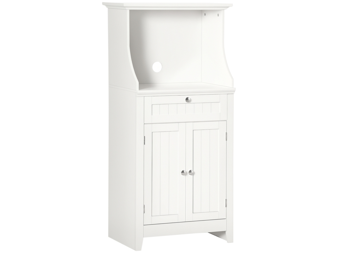 Cozinha móvel para micro-ondas com gaveta e armário de 2 portas, 60x40x122,5 cm branco BTFORUS