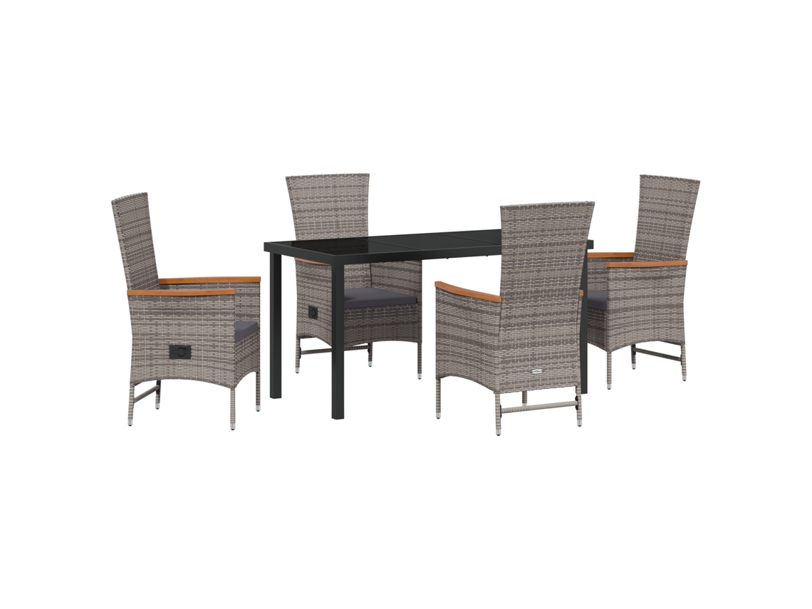 Conjunto 5 Conjunto De Móveis Para Exterior Vidaxl Cinzento Vime Pe (140 X 70 X 73 Cm)