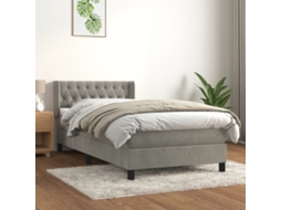 Vidaxl Cama Com Molas/colchão 90x200 Cm Veludo Cinza-claro