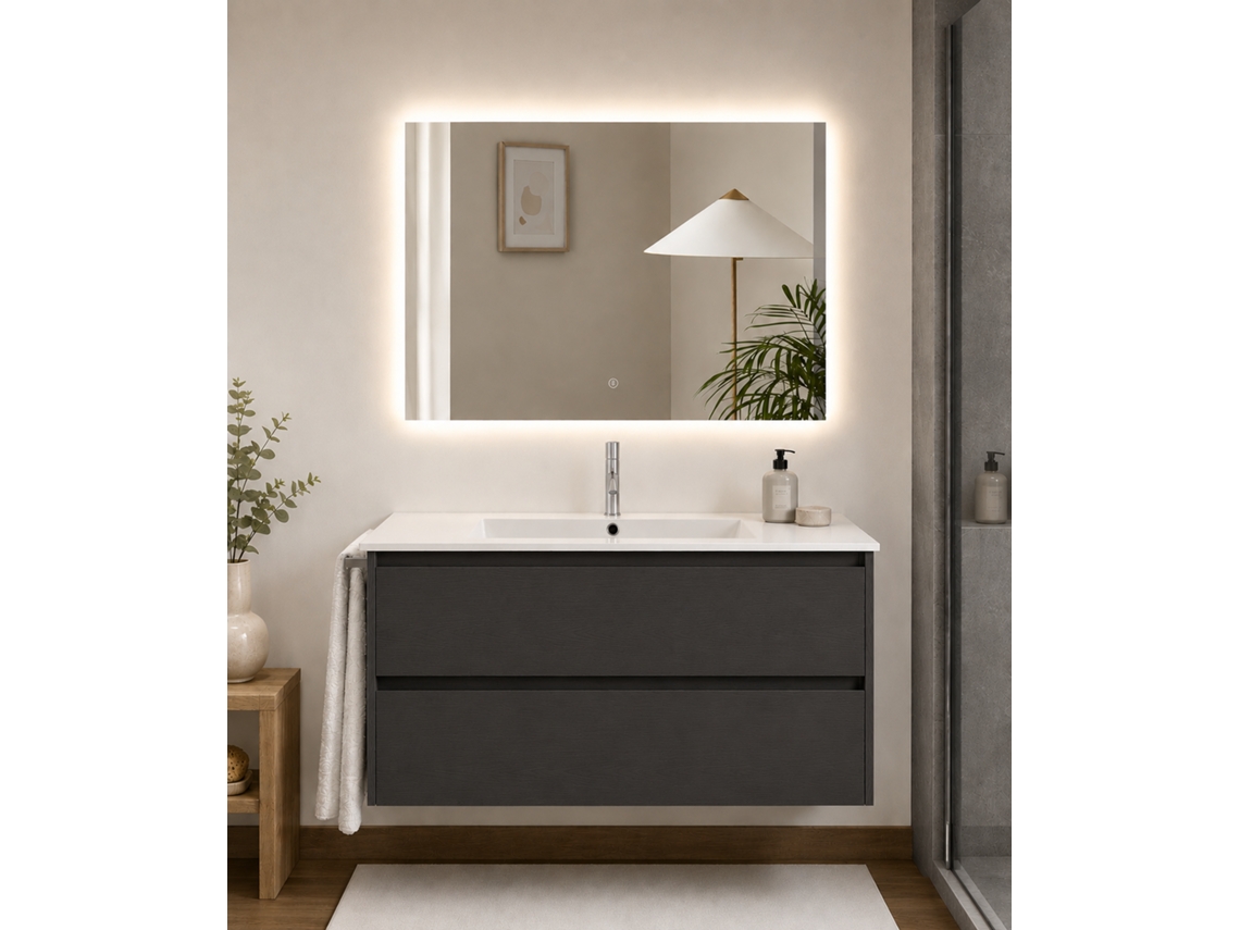 Móvel De Casa De Banho Com Lavatório Origenbath Ibiza Sem Espelho 70x45 Cm Grafite