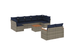 Conjunto de Sofá de Jardim, 10 Peças, Almofadas, Rattan Cinza MAISON EXCLUSIVE