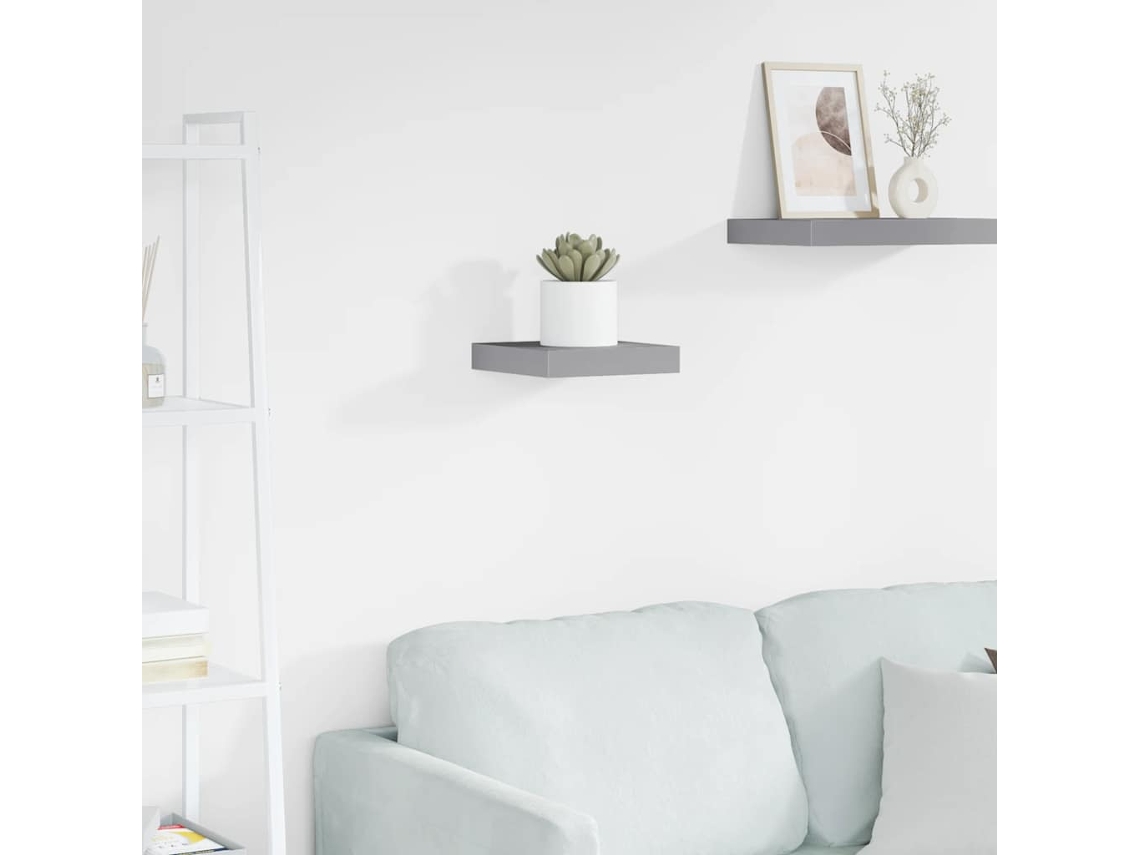 Vidaxl Prateleira De Parede Suspensa 23x23,5x3,8 Cm Mdf Cinzento