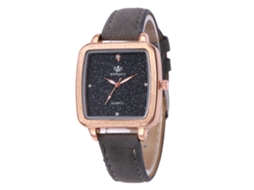 Relógio de Pulso de Quartzo com Pulseira de Couro Pu Quadrado Simples e Elegante (cinza)