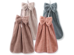 Conjunto de 4 Toalhas de Pendurar com Alças, em Microfibra de Fleece Coral AQUAFORGE