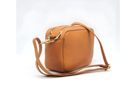 Bolsa de Ombro Roma Couro Genuíno Castanho 24X15X9 Cm SOTEIRA