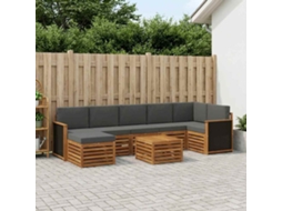 Vidaxl Conjunto De Sofás Para Exterior 7 Pcs Natural E Antracite