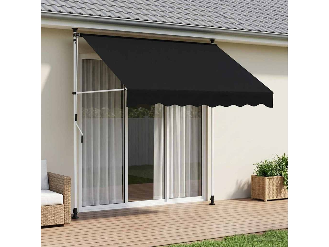 Vidaxl Toldo Retrátil Manual Preto 150 Cm