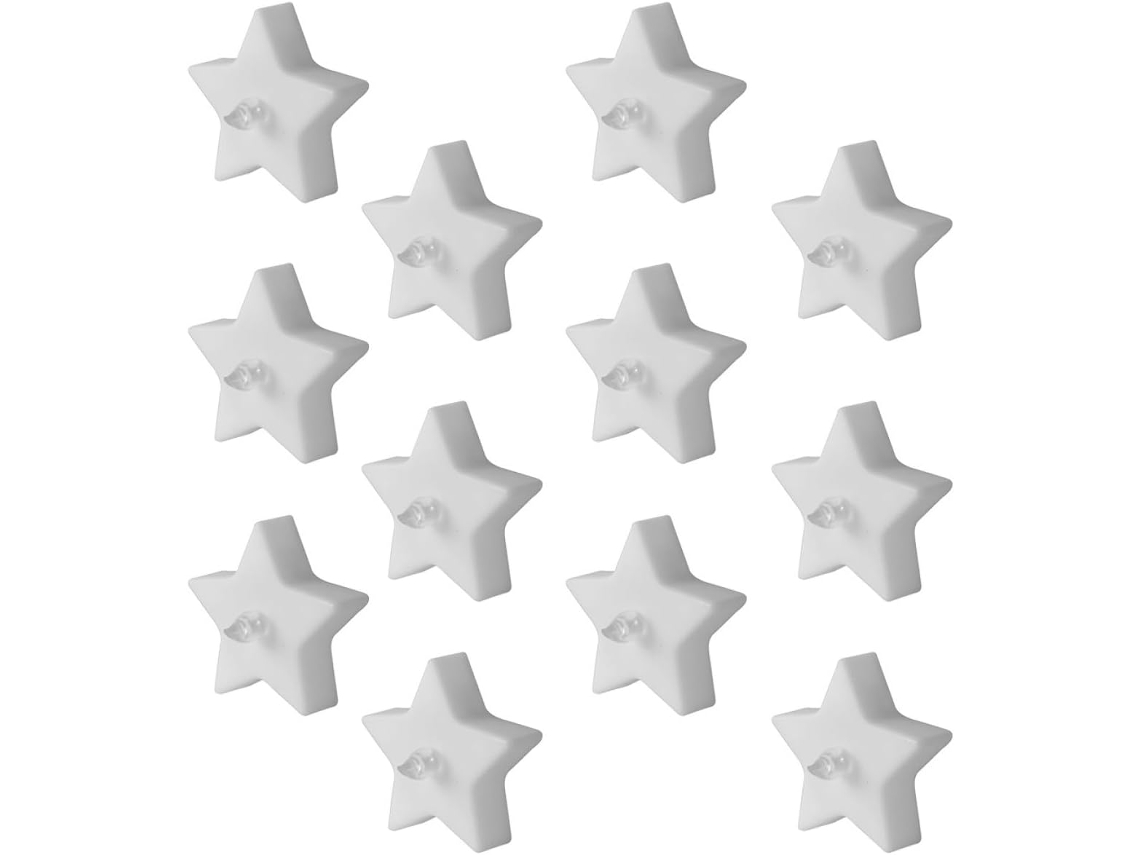 Conjunto De 12 Velas Led Em Formato De Estrela, Com Luz Branca Quente E Baterias Integradas Para Uma Decoração Romântica...